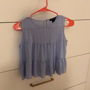 blue and white striped tank top blouse